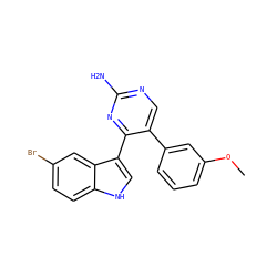 COc1cccc(-c2cnc(N)nc2-c2c[nH]c3ccc(Br)cc23)c1 ZINC000072108038