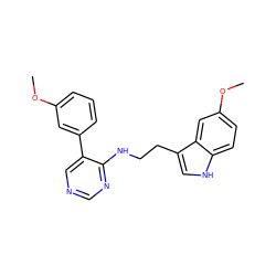 COc1cccc(-c2cncnc2NCCc2c[nH]c3ccc(OC)cc23)c1 ZINC000004267141