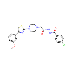 COc1cccc(-c2csc(N3CCN(CC(=O)NNC(=O)c4ccc(Cl)cc4)CC3)n2)c1 ZINC000036351084