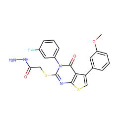 COc1cccc(-c2csc3nc(SCC(=O)NN)n(-c4cccc(F)c4)c(=O)c23)c1 ZINC000028351178