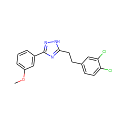 COc1cccc(-c2n[nH]c(CCc3ccc(Cl)c(Cl)c3)n2)c1 ZINC000013589623