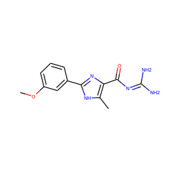 COc1cccc(-c2nc(C(=O)N=C(N)N)c(C)[nH]2)c1 ZINC000040900543