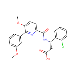 COc1cccc(-c2nc(C(=O)N[C@@H](CC(=O)O)c3ccccc3Cl)ccc2OC)c1 ZINC000261165414