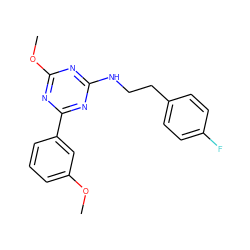 COc1cccc(-c2nc(NCCc3ccc(F)cc3)nc(OC)n2)c1 ZINC000206739344