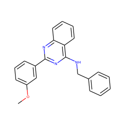 COc1cccc(-c2nc(NCc3ccccc3)c3ccccc3n2)c1 ZINC000004239268