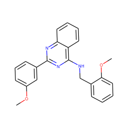 COc1cccc(-c2nc(NCc3ccccc3OC)c3ccccc3n2)c1 ZINC000004239201