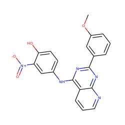 COc1cccc(-c2nc(Nc3ccc(O)c([N+](=O)[O-])c3)c3cccnc3n2)c1 ZINC001772645000