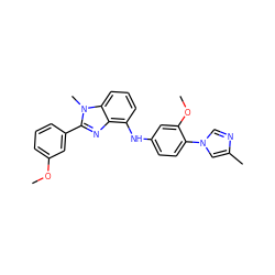 COc1cccc(-c2nc3c(Nc4ccc(-n5cnc(C)c5)c(OC)c4)cccc3n2C)c1 ZINC000095571794