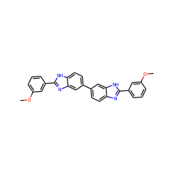 COc1cccc(-c2nc3cc(-c4ccc5nc(-c6cccc(OC)c6)[nH]c5c4)ccc3[nH]2)c1 ZINC000058977736