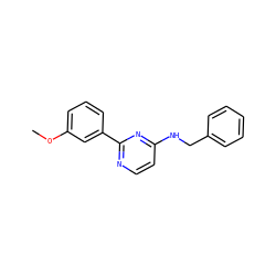 COc1cccc(-c2nccc(NCc3ccccc3)n2)c1 ZINC000004267024