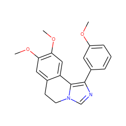 COc1cccc(-c2ncn3c2-c2cc(OC)c(OC)cc2CC3)c1 ZINC000084616586