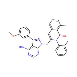 COc1cccc(-c2nn(Cc3cc4cccc(C)c4c(=O)n3-c3ccccc3C)c3ncnc(N)c23)c1 ZINC000088345759