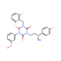 COc1cccc(-n2c(=O)n(CC[C@@H](N)c3ccc(F)cc3)c(=O)n(Cc3c(F)cccc3F)c2=O)c1 ZINC000028111695