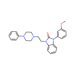 COc1cccc(-n2c(=O)n(CCN3CCN(c4ccccc4)CC3)c3ccccc32)c1 ZINC000040406827