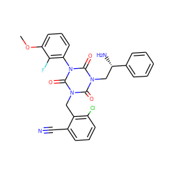 COc1cccc(-n2c(=O)n(Cc3c(Cl)cccc3C#N)c(=O)n(C[C@H](N)c3ccccc3)c2=O)c1F ZINC000028114991