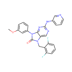 COc1cccc(-n2c(=O)n(Cc3c(F)cccc3F)c3cnc(Nc4cccnc4)nc32)c1 ZINC000045505975