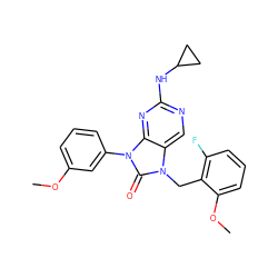 COc1cccc(-n2c(=O)n(Cc3c(F)cccc3OC)c3cnc(NC4CC4)nc32)c1 ZINC000045496368