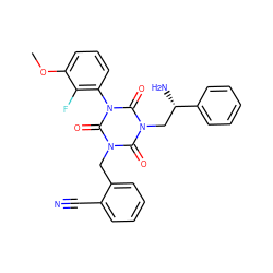 COc1cccc(-n2c(=O)n(Cc3ccccc3C#N)c(=O)n(C[C@H](N)c3ccccc3)c2=O)c1F ZINC000013981137