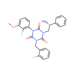 COc1cccc(-n2c(=O)n(Cc3ccccc3F)c(=O)n(C[C@H](N)c3ccccc3)c2=O)c1F ZINC000028115495