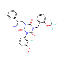 COc1cccc(-n2c(=O)n(Cc3ccccc3OC(F)(F)F)c(=O)n(C[C@H](N)c3ccccc3)c2=O)c1F ZINC000014209806