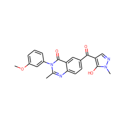 COc1cccc(-n2c(C)nc3ccc(C(=O)c4cnn(C)c4O)cc3c2=O)c1 ZINC000299839029