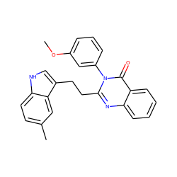 COc1cccc(-n2c(CCc3c[nH]c4ccc(C)cc34)nc3ccccc3c2=O)c1 ZINC000013821525