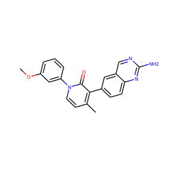 COc1cccc(-n2ccc(C)c(-c3ccc4nc(N)ncc4c3)c2=O)c1 ZINC000040974574