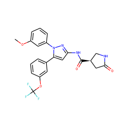 COc1cccc(-n2nc(NC(=O)[C@H]3CNC(=O)C3)cc2-c2cccc(OC(F)(F)F)c2)c1 ZINC000169707102