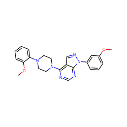 COc1cccc(-n2ncc3c(N4CCN(c5ccccc5OC)CC4)ncnc32)c1 ZINC000653720641