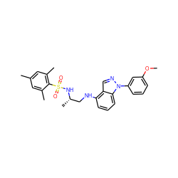 COc1cccc(-n2ncc3c(NC[C@H](C)NS(=O)(=O)c4c(C)cc(C)cc4C)cccc32)c1 ZINC000137487625