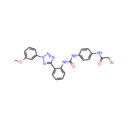 COc1cccc(-n2nnc(-c3ccccc3NC(=O)Nc3ccc(NC(=O)CBr)cc3)n2)c1 ZINC001772578380