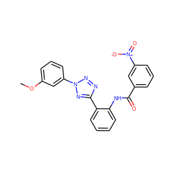 COc1cccc(-n2nnc(-c3ccccc3NC(=O)c3cccc([N+](=O)[O-])c3)n2)c1 ZINC001772643177