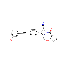 COc1cccc(C#Cc2ccc([C@H]3[C@@H](CO)N(C(=O)C4CCCC4)[C@H]3C#N)cc2)c1 ZINC000095604646