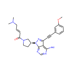 COc1cccc(C#Cc2nn([C@H]3CCN(C(=O)/C=C/CN(C)C)C3)c3ncnc(N)c23)c1 ZINC000222791667