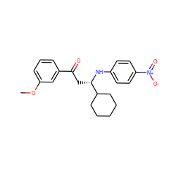 COc1cccc(C(=O)C[C@H](Nc2ccc([N+](=O)[O-])cc2)C2CCCCC2)c1 ZINC000049853600