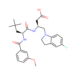 COc1cccc(C(=O)N[C@@H](CC(C)(C)C)C(=O)N[C@@H](CC(=O)O)CN2CCc3cc(F)ccc32)c1 ZINC000014971565