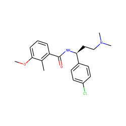 COc1cccc(C(=O)N[C@@H](CCN(C)C)c2ccc(Cl)cc2)c1C ZINC000013684670