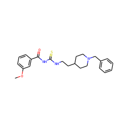 COc1cccc(C(=O)NC(=S)NCCC2CCN(Cc3ccccc3)CC2)c1 ZINC000013734731