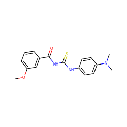 COc1cccc(C(=O)NC(=S)Nc2ccc(N(C)C)cc2)c1 ZINC000000455190