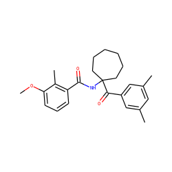 COc1cccc(C(=O)NC2(C(=O)c3cc(C)cc(C)c3)CCCCCC2)c1C ZINC000013490025