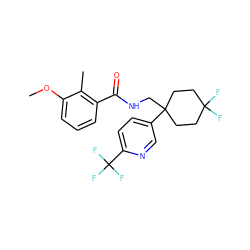 COc1cccc(C(=O)NCC2(c3ccc(C(F)(F)F)nc3)CCC(F)(F)CC2)c1C ZINC000217362921