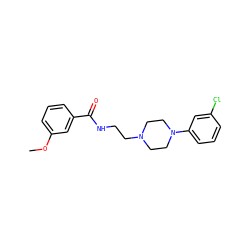 COc1cccc(C(=O)NCCN2CCN(c3cccc(Cl)c3)CC2)c1 ZINC000013492650