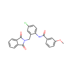 COc1cccc(C(=O)Nc2ccc(Cl)cc2CN2C(=O)c3ccccc3C2=O)c1 ZINC000028948883