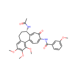 COc1cccc(C(=O)Nc2ccc3c(cc2=O)[C@@H](NC(C)=O)CCc2cc(OC)c(OC)c(OC)c2-3)c1 ZINC000008791785