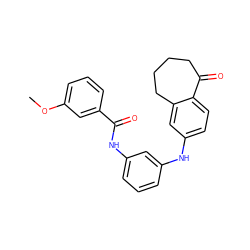 COc1cccc(C(=O)Nc2cccc(Nc3ccc4c(c3)CCCCC4=O)c2)c1 ZINC000095575667