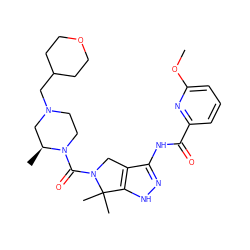 COc1cccc(C(=O)Nc2n[nH]c3c2CN(C(=O)N2CCN(CC4CCOCC4)C[C@@H]2C)C3(C)C)n1 ZINC000149286741