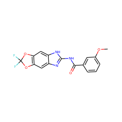 COc1cccc(C(=O)Nc2nc3cc4c(cc3[nH]2)OC(F)(F)O4)c1 ZINC000211266712