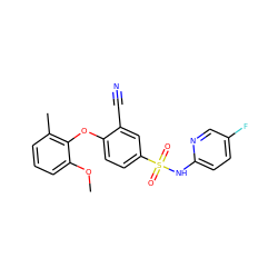 COc1cccc(C)c1Oc1ccc(S(=O)(=O)Nc2ccc(F)cn2)cc1C#N ZINC000473194420