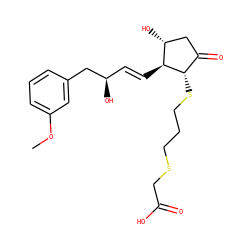 COc1cccc(C[C@H](O)/C=C/[C@H]2[C@H](O)CC(=O)[C@@H]2SCCCSCC(=O)O)c1 ZINC000013836440