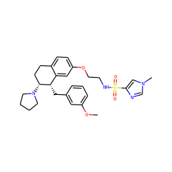 COc1cccc(C[C@H]2c3cc(OCCNS(=O)(=O)c4cn(C)cn4)ccc3CC[C@H]2N2CCCC2)c1 ZINC000088260812